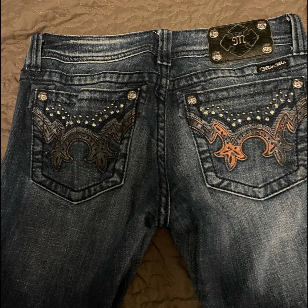 Miss Me Jeans Rhinestone Leather Bootcut Size 29